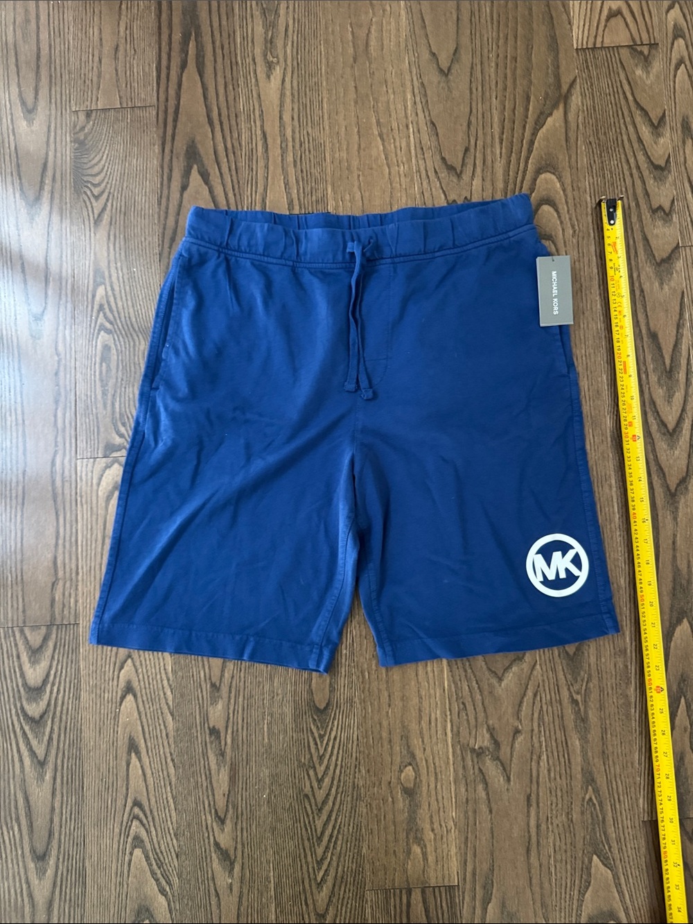 Michael Kors Blue Athletic Drawstring Shorts with White MK Emblem
